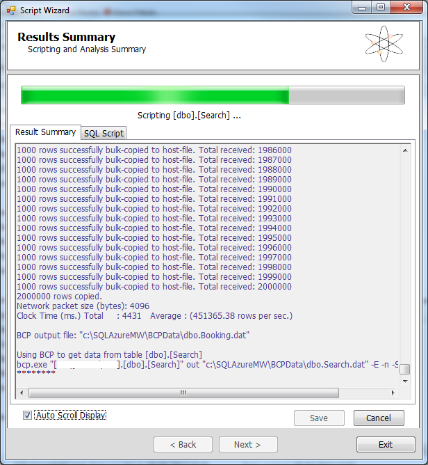 SQL Migration Wizard - Script Wizard