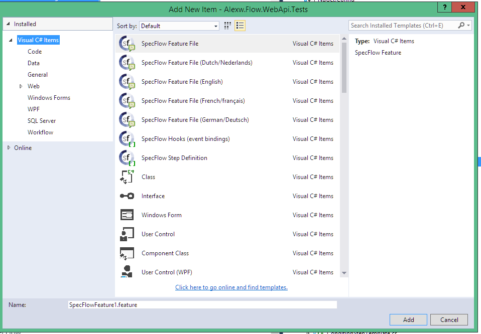 add new item context menu