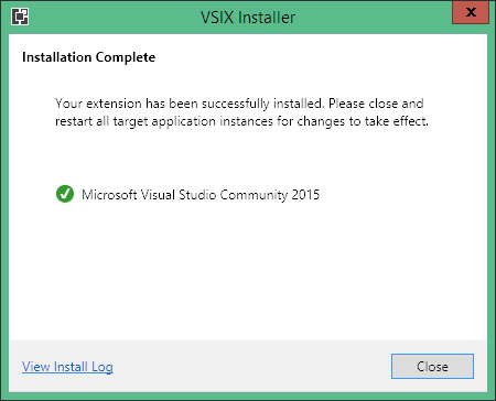 specflow visx extension installation complete